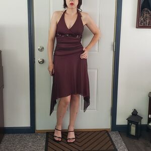 Y2K City Triangles‎ Pink and Black Halter Dress